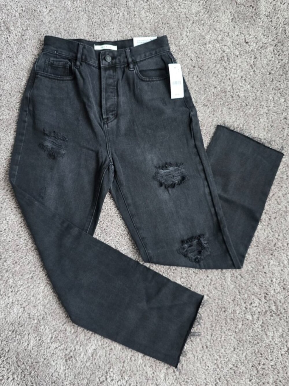 PacSun High Rise Straight Leg Jeans Womens 25 Black Washed Denim Grunge 90s